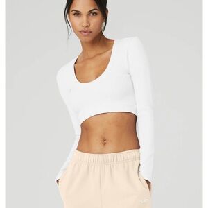 ALO Yoga Seamless Ribbed Cropped Serene Long Sleeve